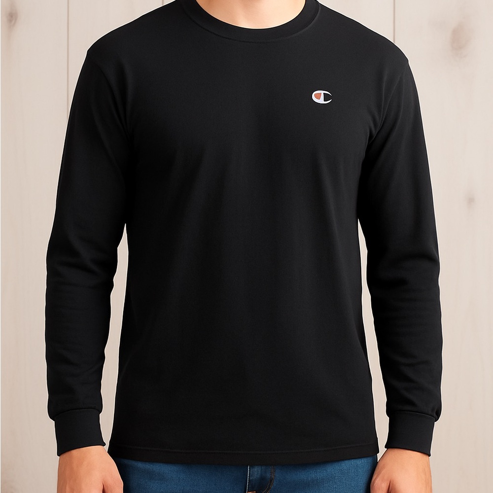🔴Champion Black Long Sleeve Tee | Size M | Classic Fit | Cotton Blend